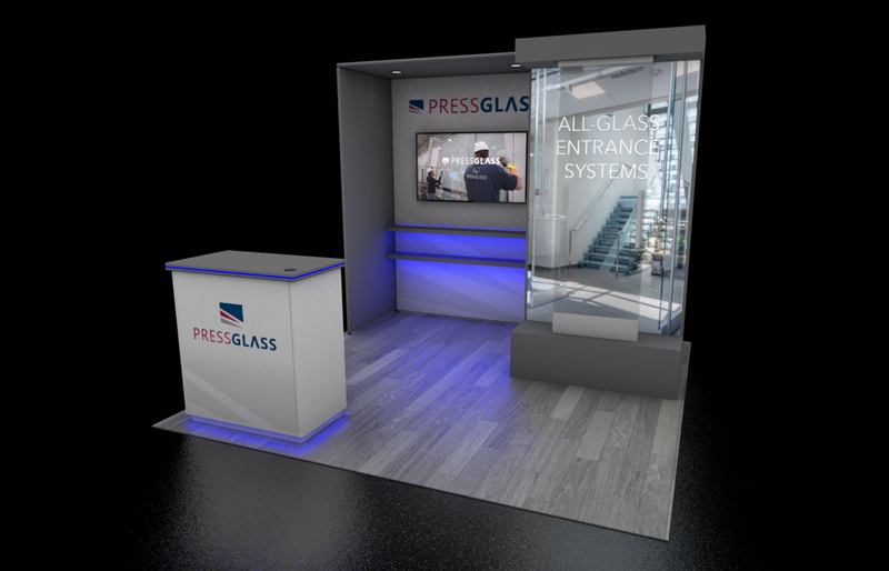 10' x 10' Product Display Exhibit w/ Monitor and Reception Counter (ID0514)