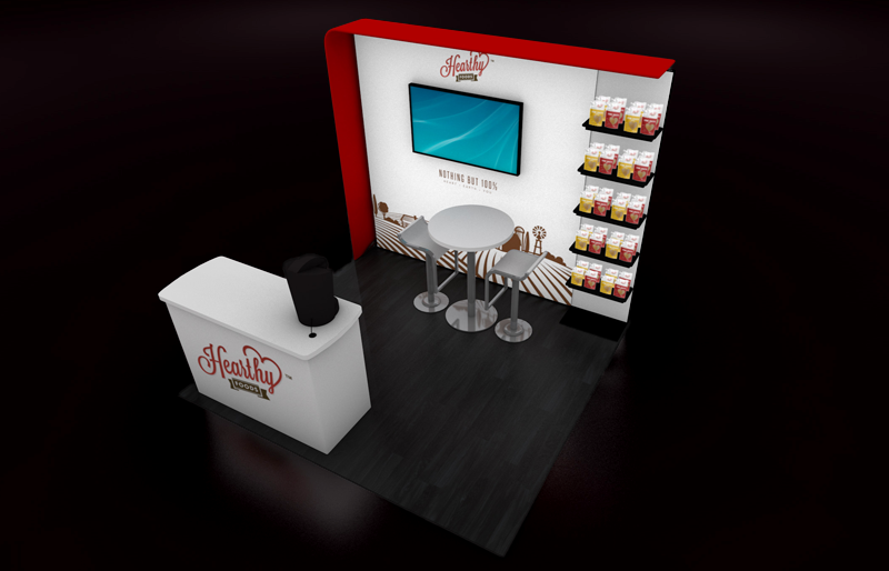 10' x 10' Backlit Presentation Display w/ Product Shelving and Meeting Area (ID0518)