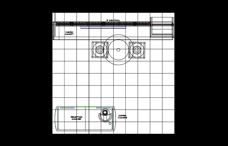 10' x 10' Backlit Presentation Display w/ Product Shelving and Meeting Area (ID0518)