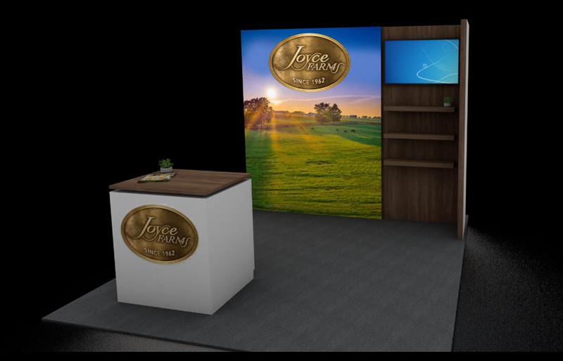 10'x 10' Backlit LightWall Display w/ Wood Accent Shelving (ID0520)