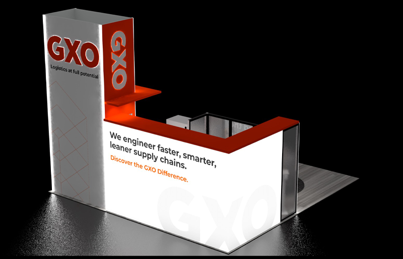 20' x 20' DesignLine Backlit Exhibit w/ Tower 3D Branding and Semi-Private Meeting Room (ID0554)