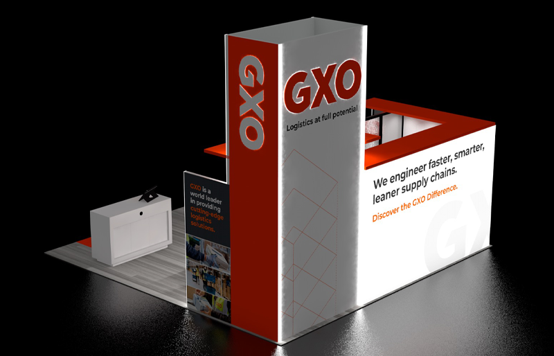 20' x 20' DesignLine Backlit Exhibit w/ Tower 3D Branding and Semi-Private Meeting Room (ID0554)