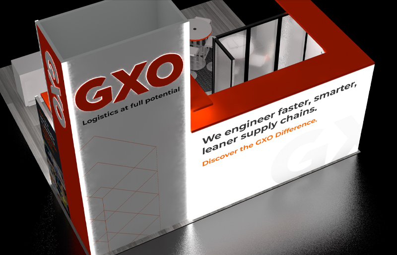 20' x 20' DesignLine Backlit Exhibit w/ Tower 3D Branding and Semi-Private Meeting Room (ID0554)