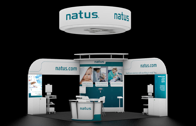 20' x 20' Custom Exhibit w/ Architectural Structure, Demo Stations, and Signage (ID0556)