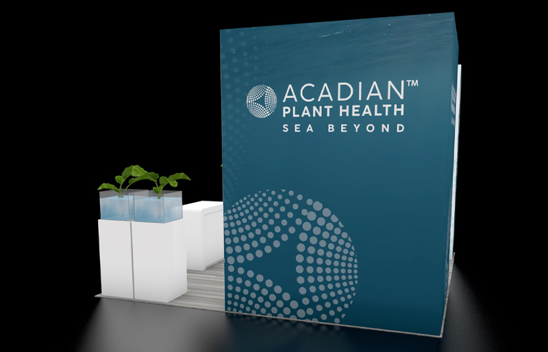 20' x 20' Custom Modular Island w/ Aquarium Podiums and Semi-Private Meeting Area (ID0557)