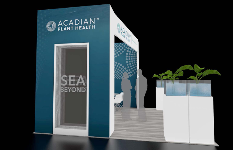 20' x 20' Custom Modular Island w/ Aquarium Podiums and Semi-Private Meeting Area (ID0557)