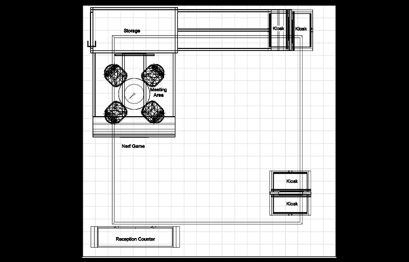 20' x 20' Custom Island Exhibit w/ Hanging Sign and Interactive Kiosks (ID0563)