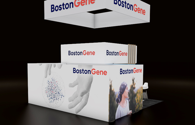 20' x 20' Custom Modular Island w/ Private Meeting Area and Overhead Fabric Structures (ID0566)