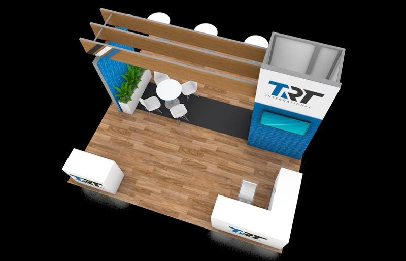 20' x 20' Custom Island Exhibit w/ Architectural Canopy and Meeting Areas (ID0567)