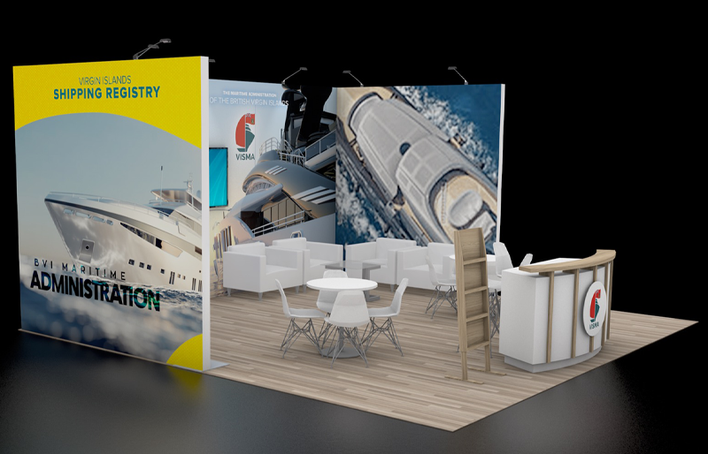 20' x 20' Modular DesignLine Corner Exhibit with Walk-In Storage and Lounge Seating (ID0570)