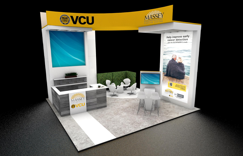 20' x 20' Custom Backlit Island Exhibit w/ Presentation Areas and Walk-In Storage (ID0571)