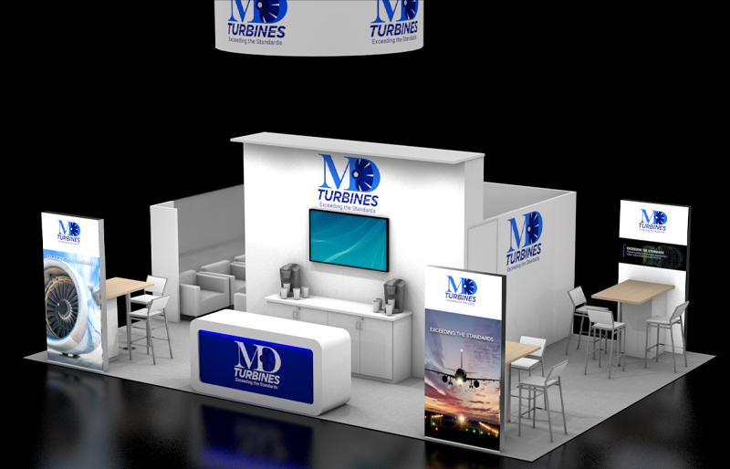 20' x 30' Island Exhibit w/ Private Conference Room and Multiple Demo Kiosks (ID0575)