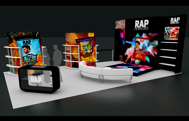 20' x 30' Island Exhibit w/ Product Towers and Stage Display (ID0577)