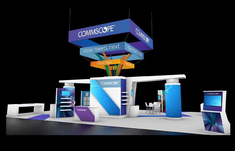 40' x 60' Custom Island Exhibit w/ Multi-Level Hanging Structures (ID0587)