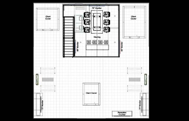 40' x 40' Custom Island Exhibit w/ Double-Deck Meeting Area and Corner Hanging Banners (ID0588)