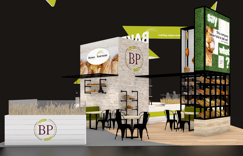 30' x 40' Custom Island Exhibit w/ Demo Counter and Product Display Tower (ID0589)