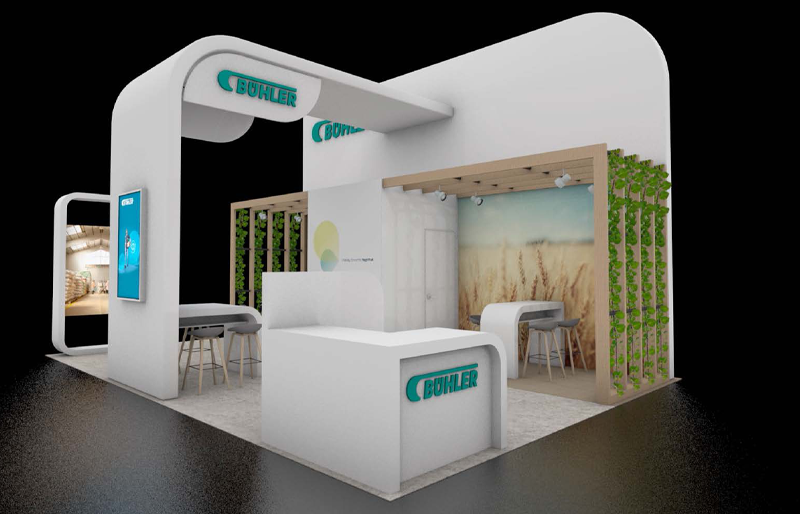 20' x 30' Scalable Custom Tubular Exhibit w/ Video Wall and Pergola Meeting Areas (ID0598)