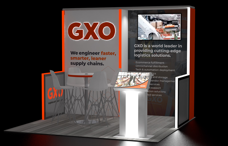 10' x 10' Scalable DesignLine Display w/ SEG Graphics, Acrylic Panels and HaloLit Logo (ID0614)
