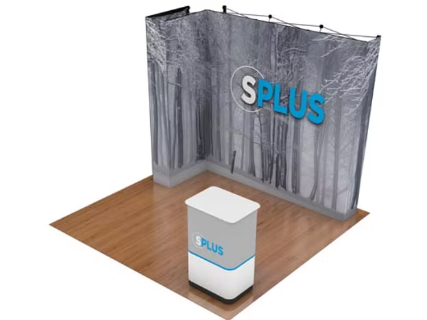 10' SPlus Single Corner SEG Fabric Pop-up Exhibit w/ Counter (DL31833N)