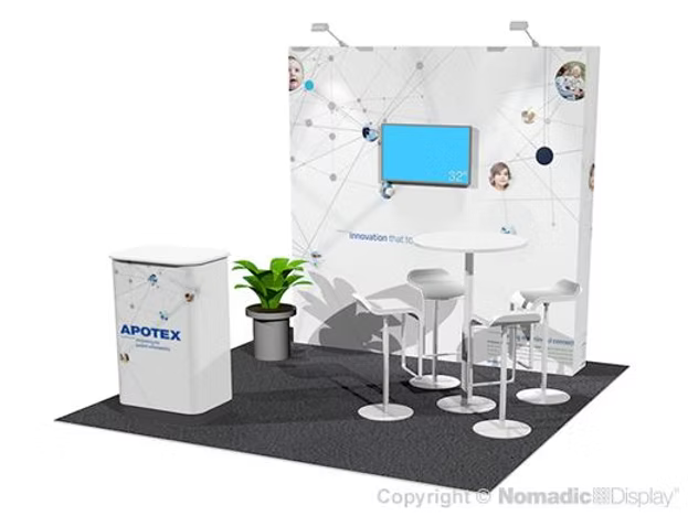 8' SPlus Portable SEG Fabric Pop-up Exhibit w/ AV and Counter (ID91832N)